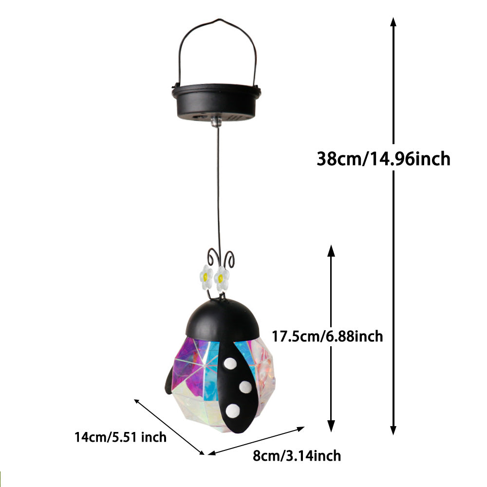 Hanging Ladybug Garden Ornament with Colorful Accent Light, Decorative Outdoor Lantern for Yard, Patio & Porch
