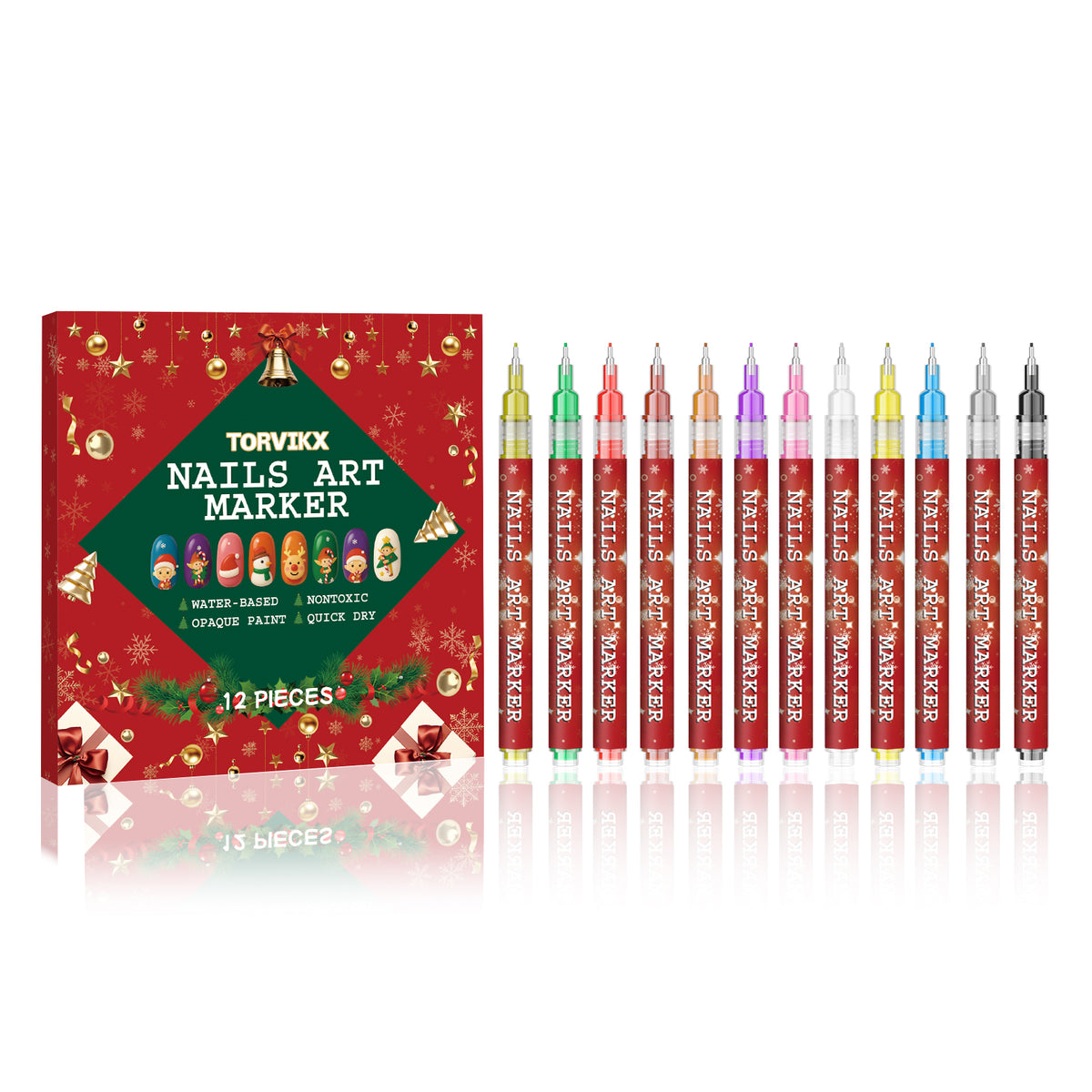 Diy Christmas Nail Art Graffiti Pen, Fine Pen Tip Color Display, Not Easy To Smudge Nail Art Painting Pen