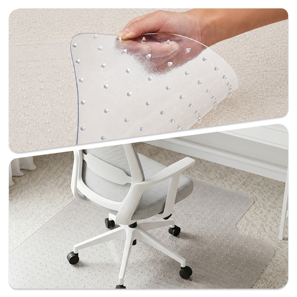 AEELLEEA Clear PVC Office Chair Mat for Carpet, Non-Slip Studded Backing, Easy-Clean Floor Protector, 37.4 x 35.4 in
