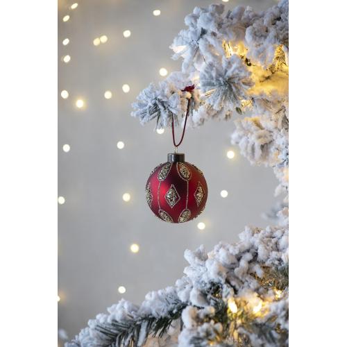AEELLEEA 3.1" Red Glass Christmas Ball Ornaments Set of 12, Glitter Diamond Pattern Hanging Baubles for Christmas Tree Holiday Decor