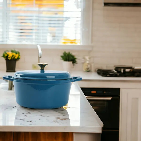 4.75 Quart Enameled Cast Iron Round Dutch Oven, Oven Safe Porcelain Enamel Pot, All Stovetop Compatible for Braising, Baking & Stewing`