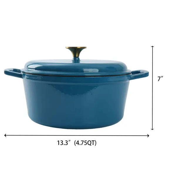 4.75 Quart Enameled Cast Iron Round Dutch Oven, Oven Safe Porcelain Enamel Pot, All Stovetop Compatible for Braising, Baking & Stewing`