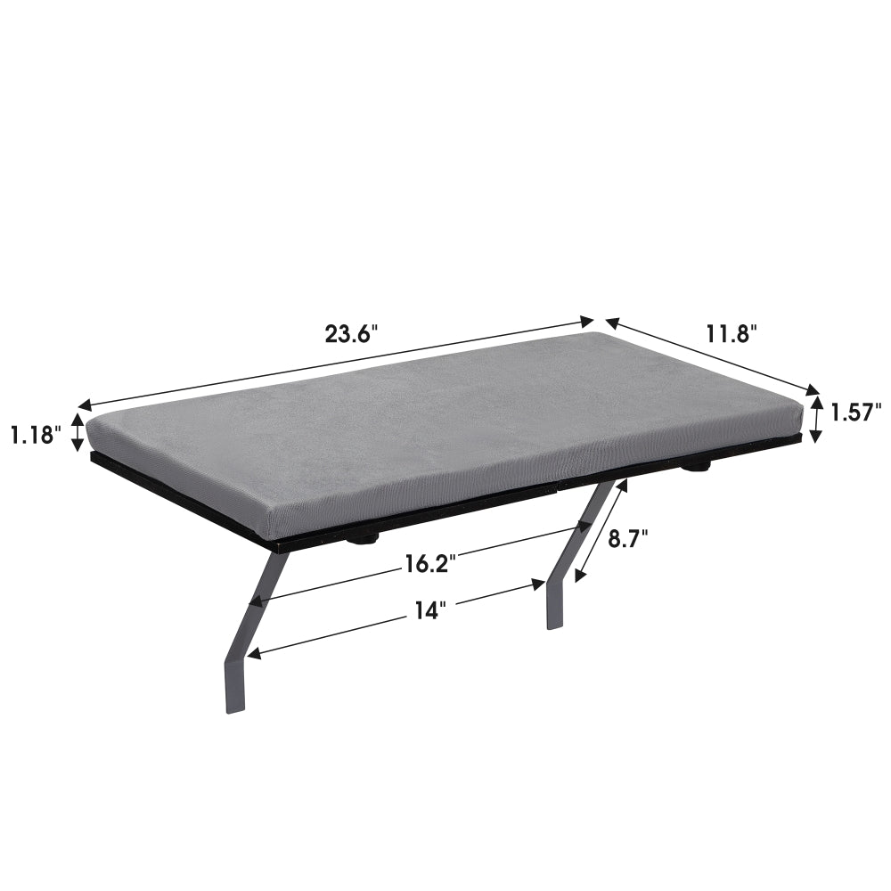 Window Cat Perch, Wall Mounted Cat Window Seat with Soft Washable Cushion, Grey Cat Bed for Indoor Cats