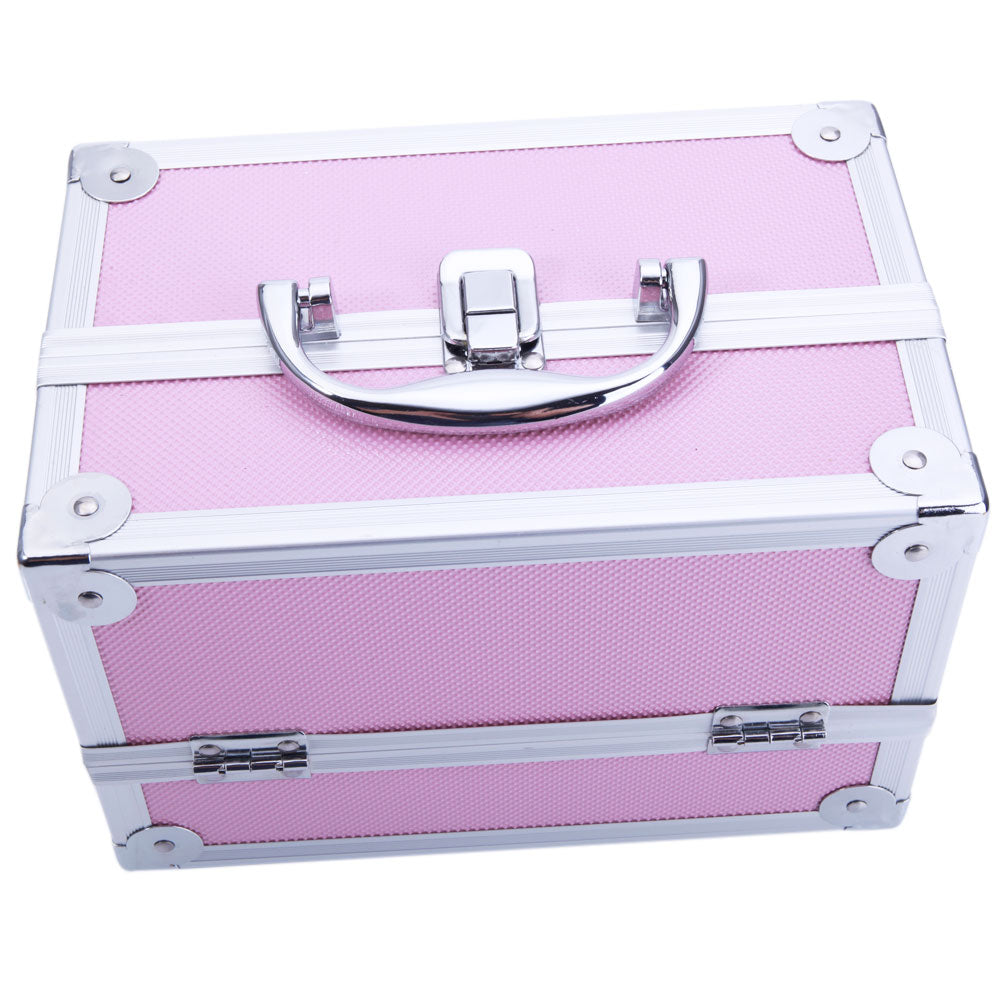 Makeup Train Case Makeup Box 9x6x6 Inch Makeup Organizer Box with Mirror, Portable Travel Cosmetic Case, Handheld Makeup Storage Carrying Bag