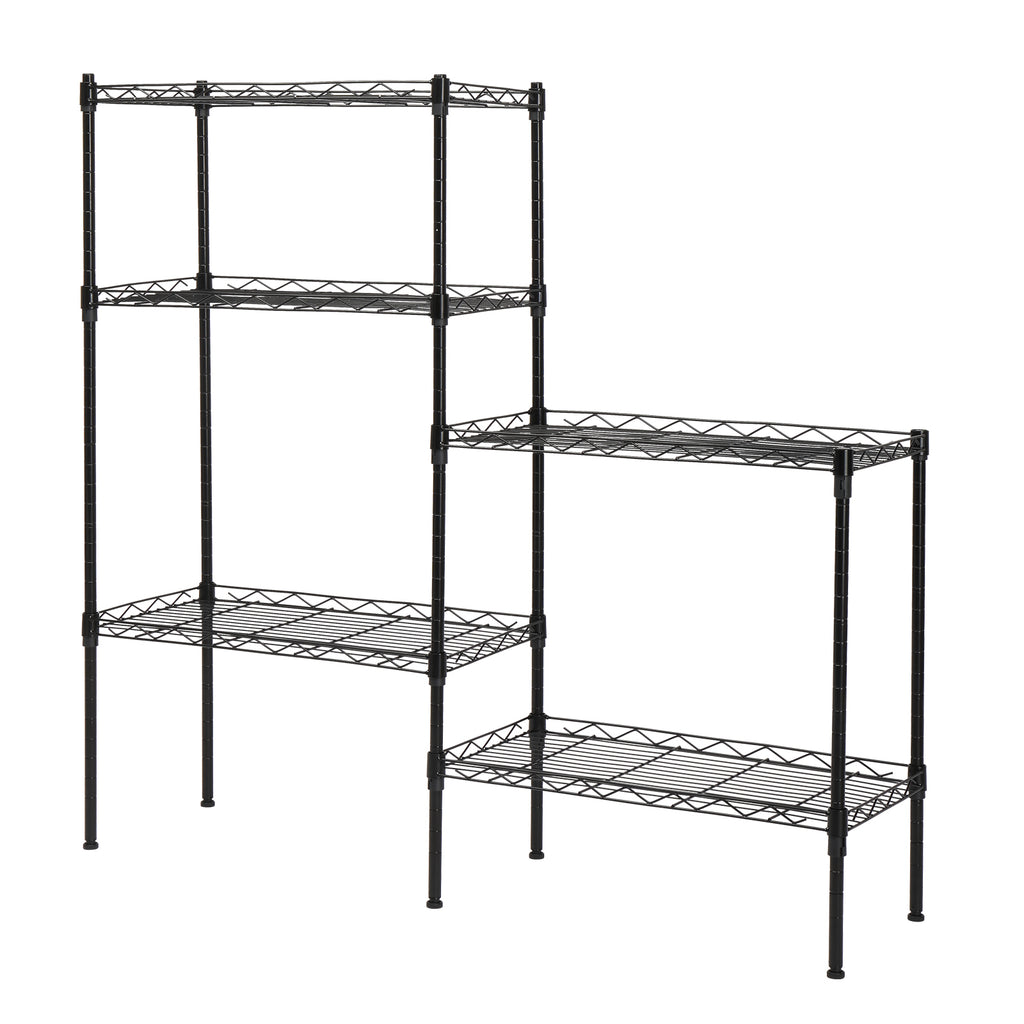 AEELLEEA-Changeable Assembly Floor Standing Carbon Steel Storage Rack, Black