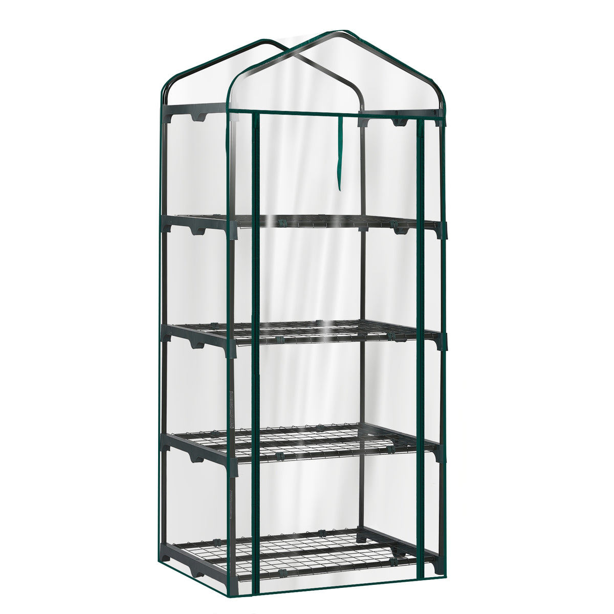 AEELLEEA-4-4-Tier Mini Greenhouse with PVC Cover & Roll-Up Zipper Door, Portable Waterproof Greenhouse for Garden Backyard. 27"x19"x62", transparent cover guards plants, easy to assemble & move, ideal for seedlings