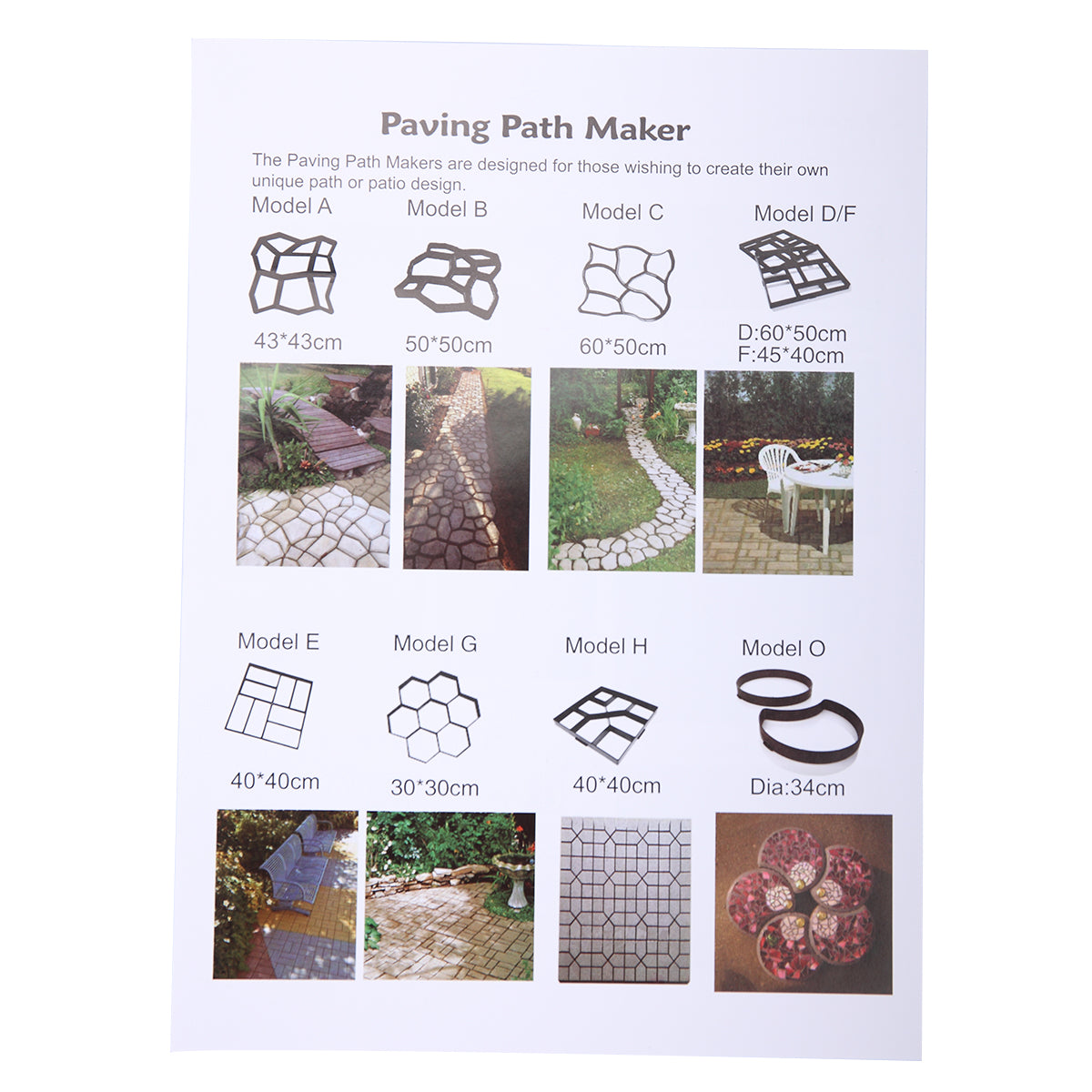 Reusable Concrete Path Maker Mold, DIY Garden Walkway Pavement Paver Cement Mould for Patio Lawn Yard Decor