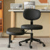 Ergonomic Posture Chair with Footrest, Black Knee Chair with Cushioned Seat and Back, Rolling Home Office Study Chair for Desk