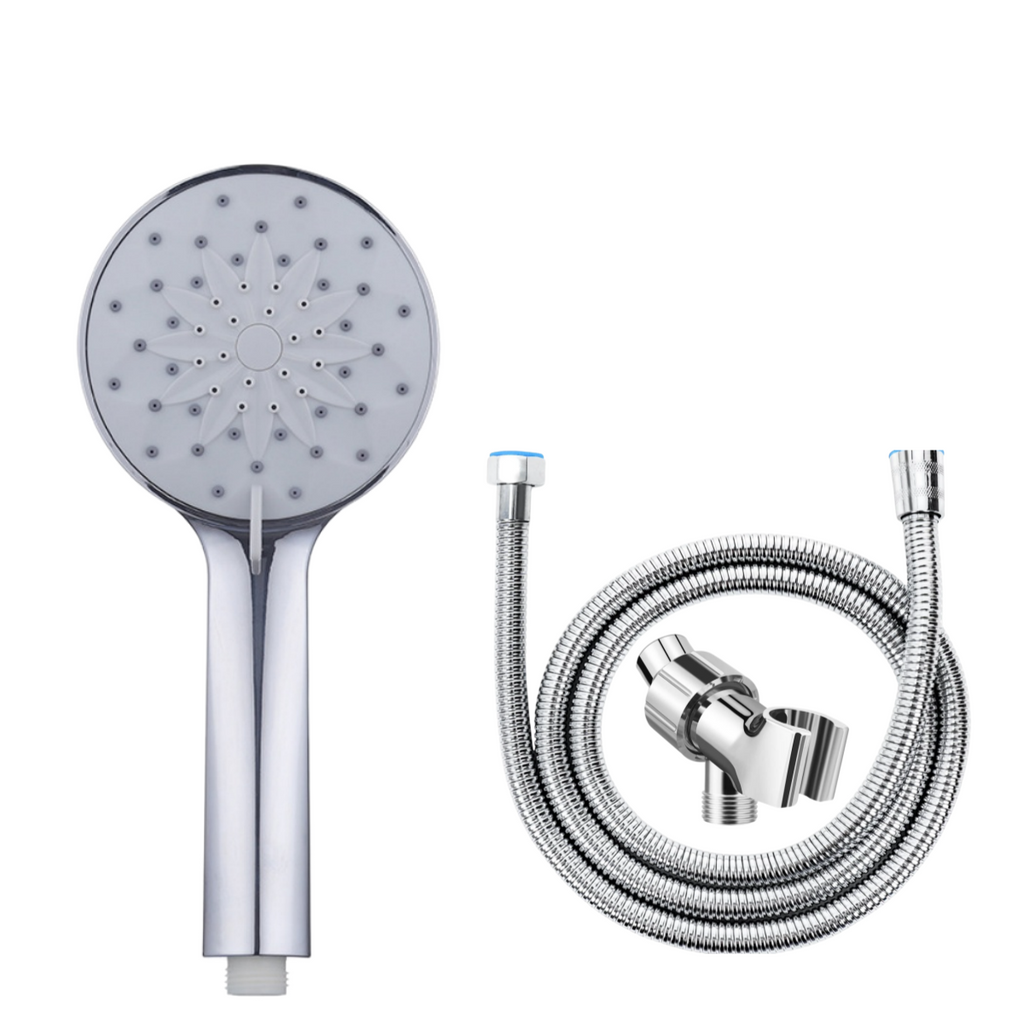 Handheld Shower Head Set with 6 Spray Modes, Chrome Finish Shower Head, Flexible Stainless Steel Hose & Adjustable Shower Holder for Bathroom