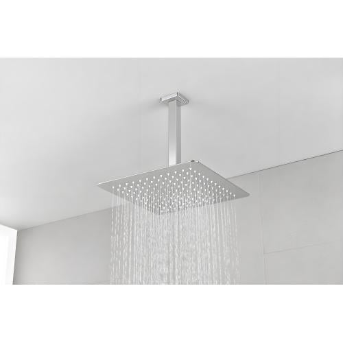 AEELLEEA 11.8 Inch Square Rain Shower Head with 11.2 Inch Ceiling Shower Arm, Chrome Overhead Rainfall Shower for Bathroom
