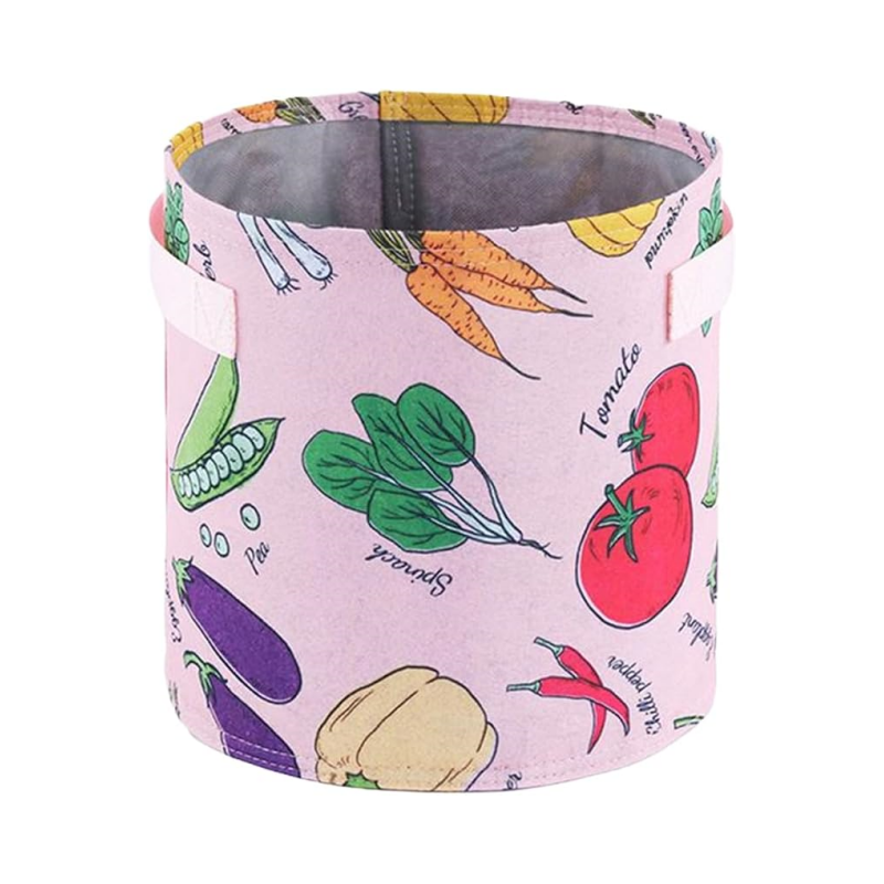 3 Gallon Plant Grow Bags, 5-Pack Vegetable Printed Fabric Planter Pots with Handles, 2 Colors Optional, for Vegetable Flower Garden
