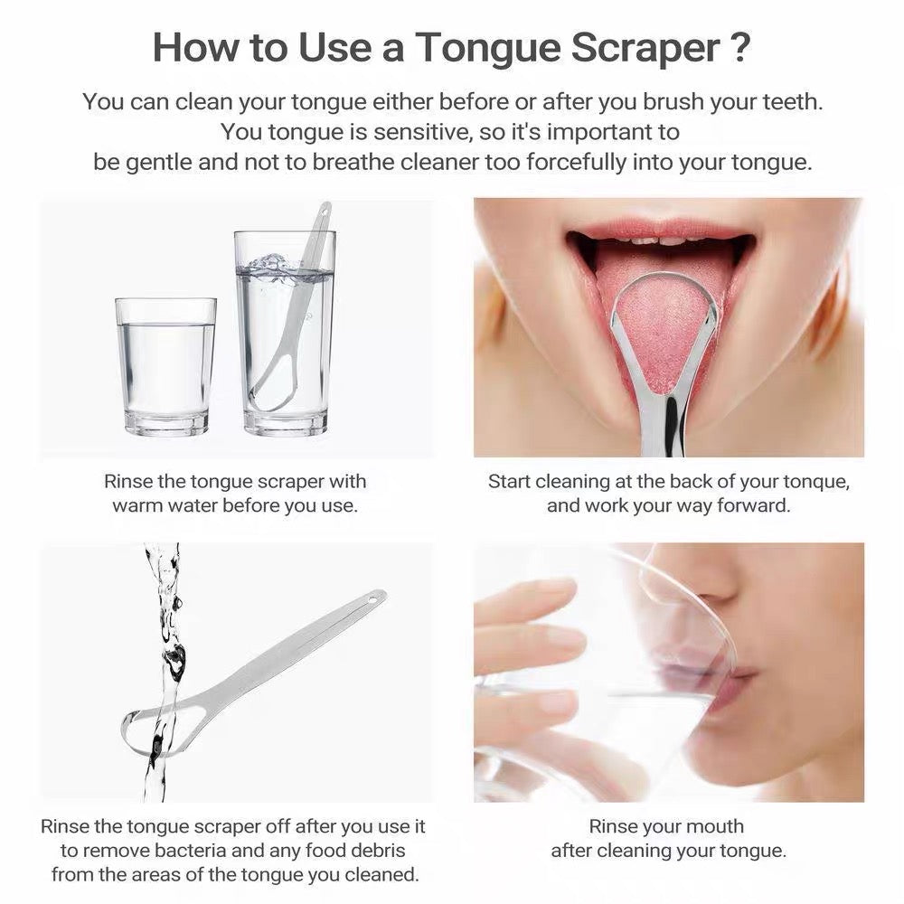 Tongue Scraper for Adults and Kids with Stainless Steel, Metal Tongue Dcraper Brush for Oral Hygiene, Tounge Scrapper Cleaner Reduce Bad Breath(3Pcs)