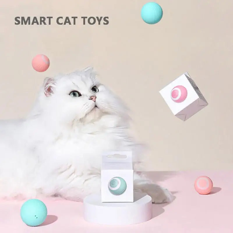 Automatic Rolling Cat Toy Ball, Interactive Smart Motion Activated Pet Play Ball for Indoor Cats & Kittens