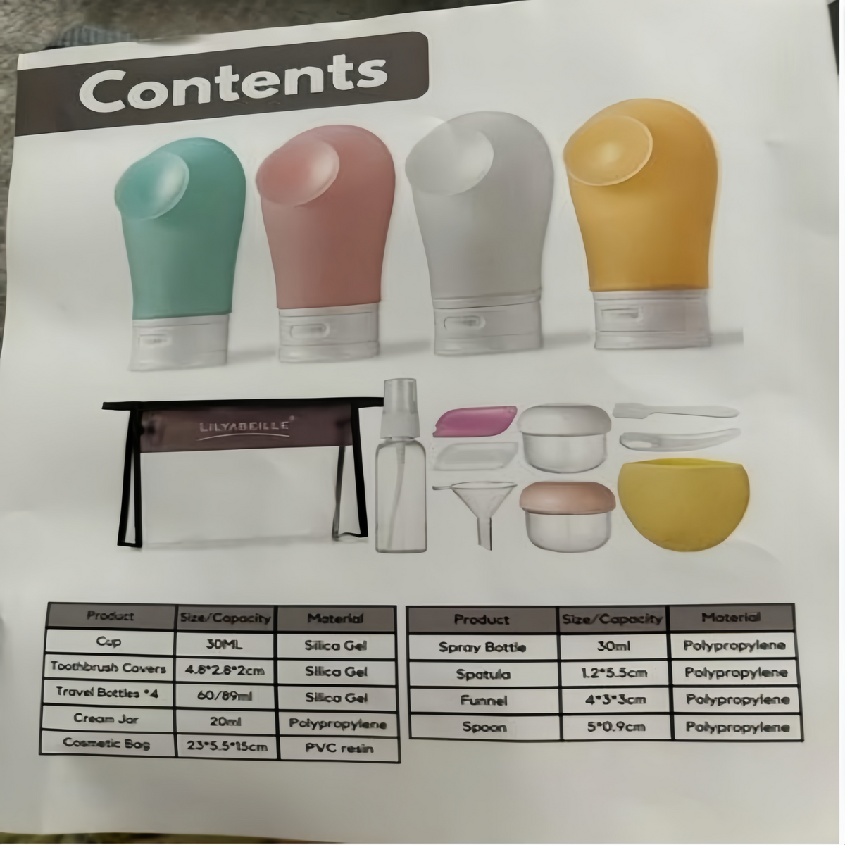 Silicone Travel Bottles Set, Refillable Leak Proof Toiletry Containers with Clear Cosmetic Bag for Shampoo Lotion Skincare