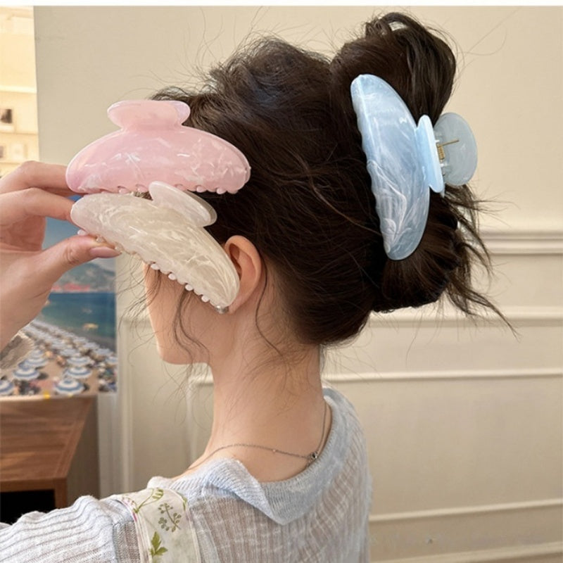 Marble Swirl Large Hair Claw Clip, Pastel Color Acrylic Jaw Hair Clip for Thick Hair, Non-slip Strong Hold Hair Grab Barrette for Women Girls