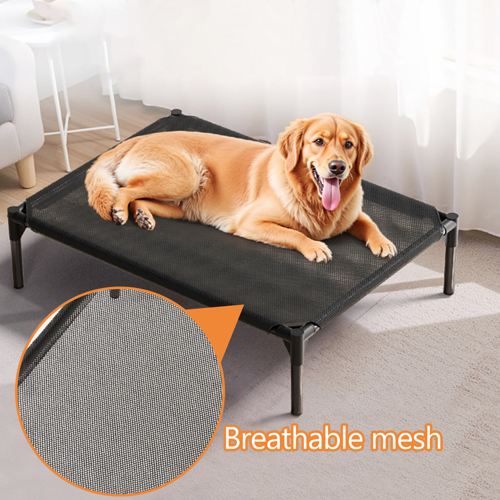 Elevated Dog Bed for Dogs, Portable Indoor & Outdoor Cooling Mesh Raised Dog Bed Cots with Skid-Resistant Feet
