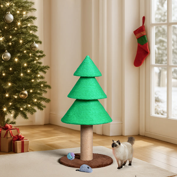 31.5in Christmas Tree Cat Scratcher, Cat Scratching Post for Indoor Cats, Large Sisal Cat Scratching Tree Cat Scratch Tower