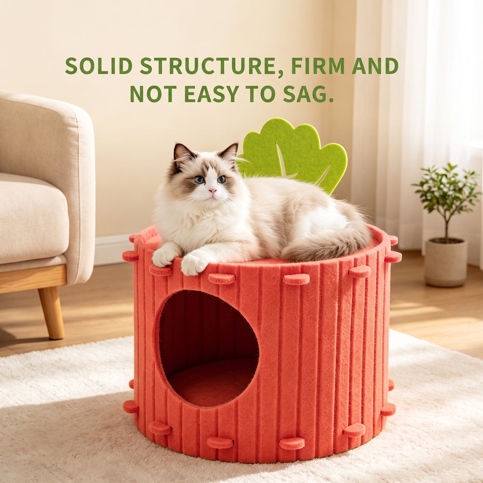 Cave Bed Cats,Soft Detachable Semi-Enclosed House,Carrot Shape Covered Cat Beds - for Home Indoor Medium Large Sized Pets Dogs Kitten Puppy Sleep Rest