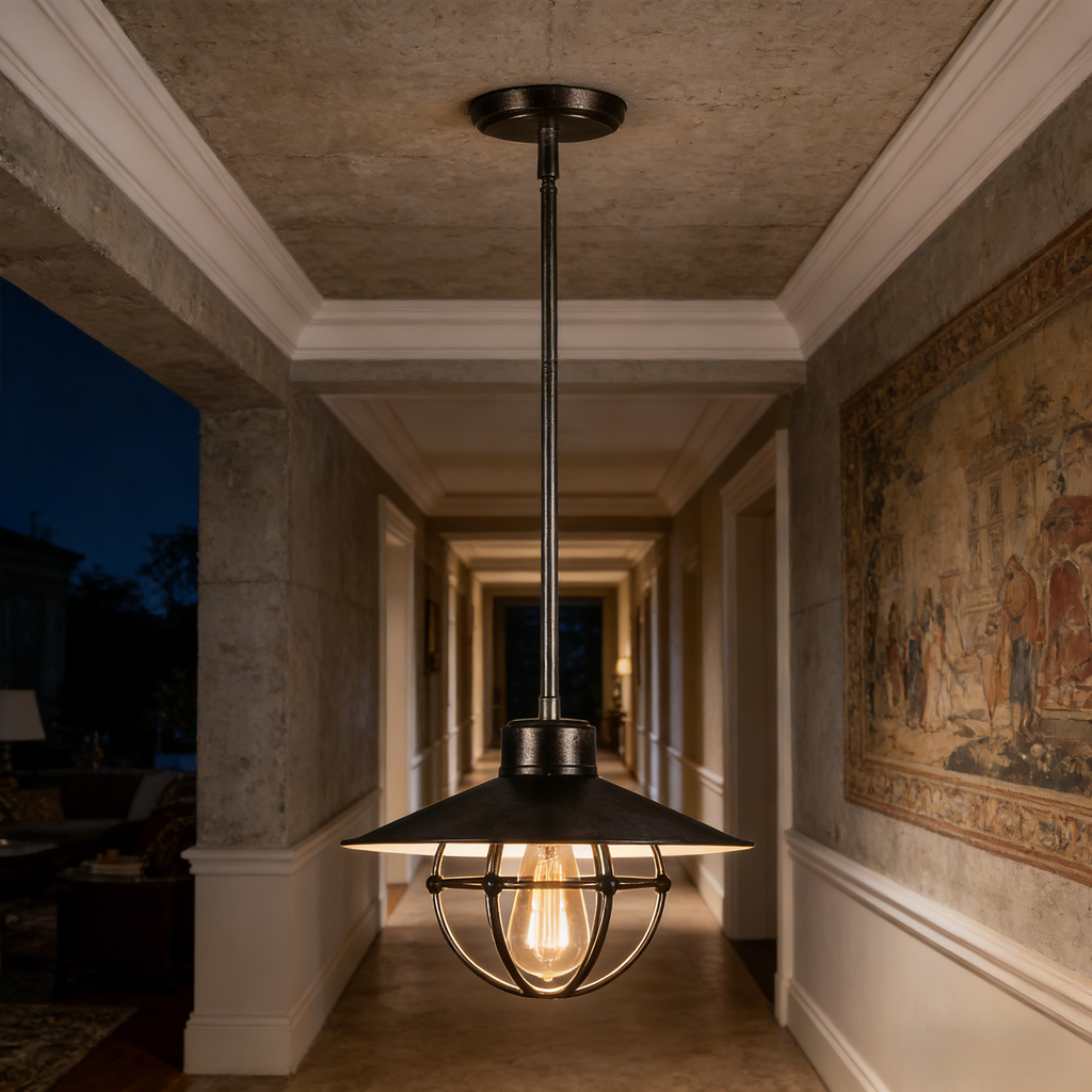 Single-Head Simple Vintage Industrial Edison Pendant Light - Height Adjustable American Rustic Lighting Fixture - Ideal for Bar, Dining Room & Kitchen