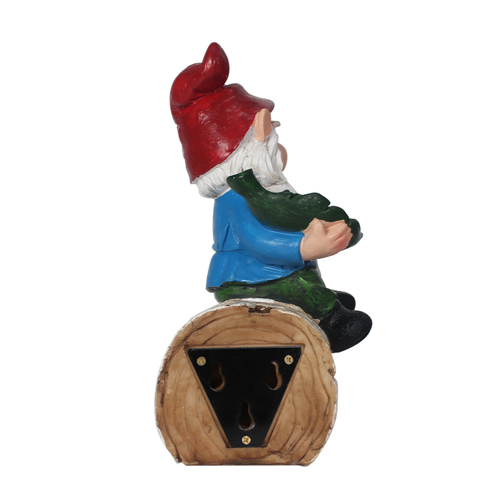Garden Gnome Statue Feeding Bird on Birch Log, Resin Outdoor Dwarf Figurine Bird Feeder, Weatherproof Decor for Yard, Lawn, Patio, Cute Ornament Gift for Garden Lovers