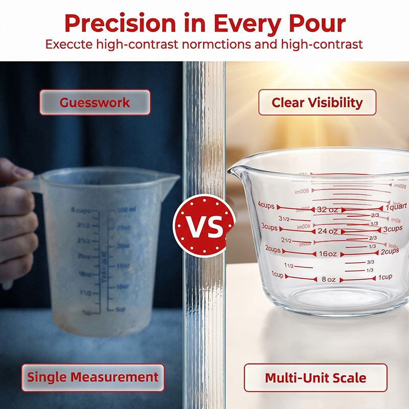 32 oz Glass Measuring Cup, Liquid Measuring Cup with Easy-Read Markings, Clear Glass Measure Cup, Dishwasher, Oven & Microwave Safe