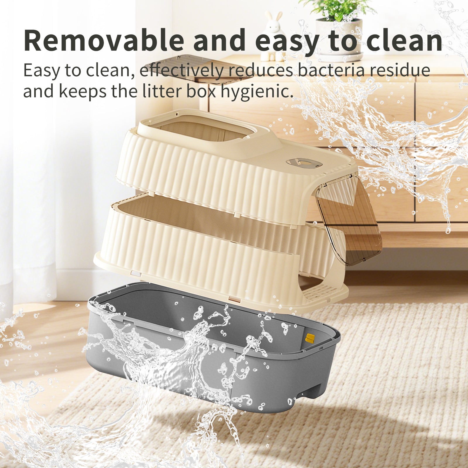 Indoor Cat Litter Box with Enclosed Hood Top Opening Easy Access Convenient Daily Care for Cat Pet Owners at Home
