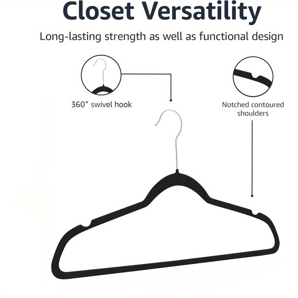 10 PACK VELVET HANGER BLACK