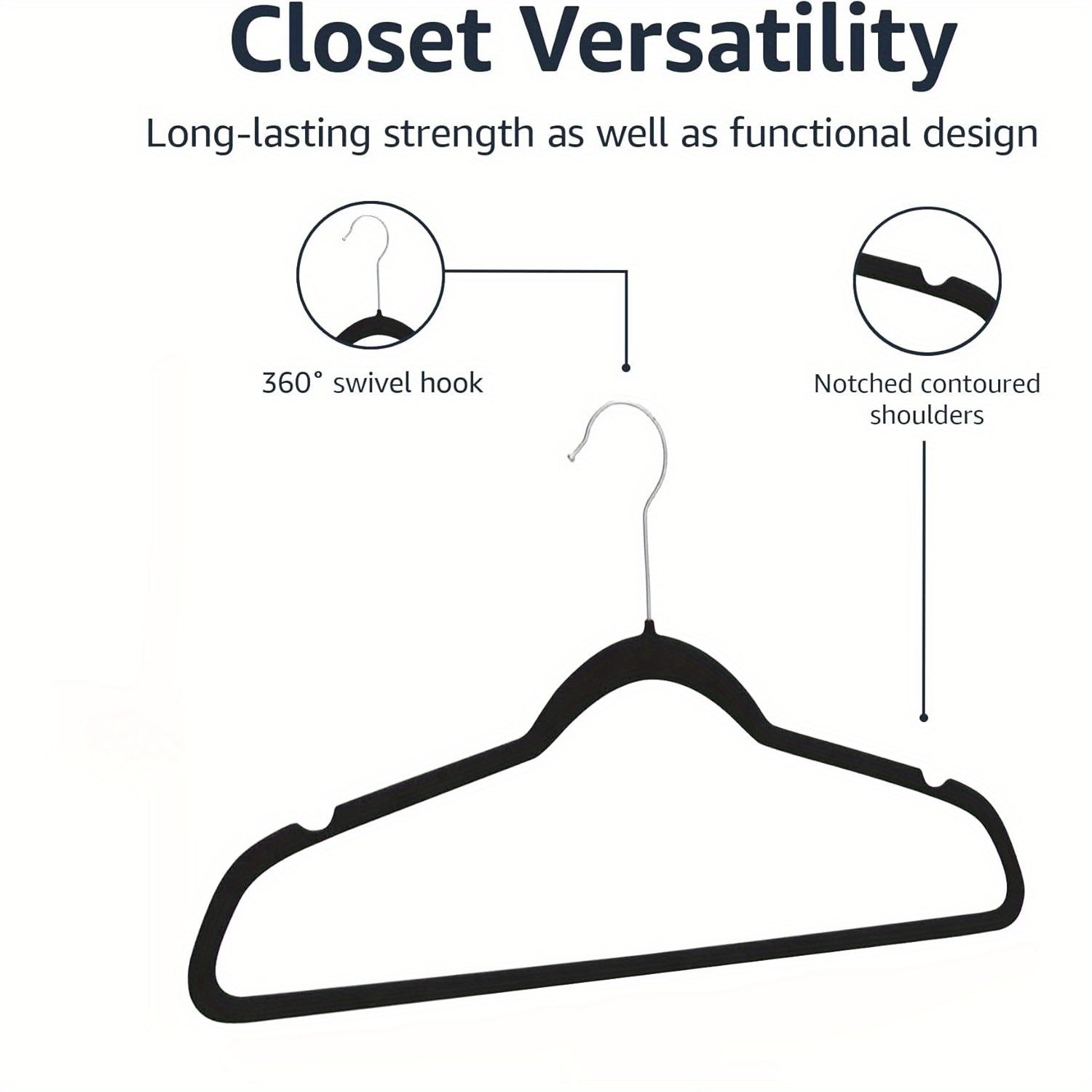 10 PACK VELVET HANGER BLACK