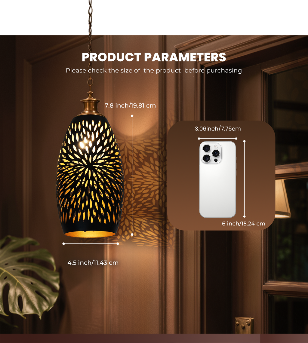 Etched Hollow Oval Pendant Shade – 7.8×4.7 Inch&1-5/8" Fitter