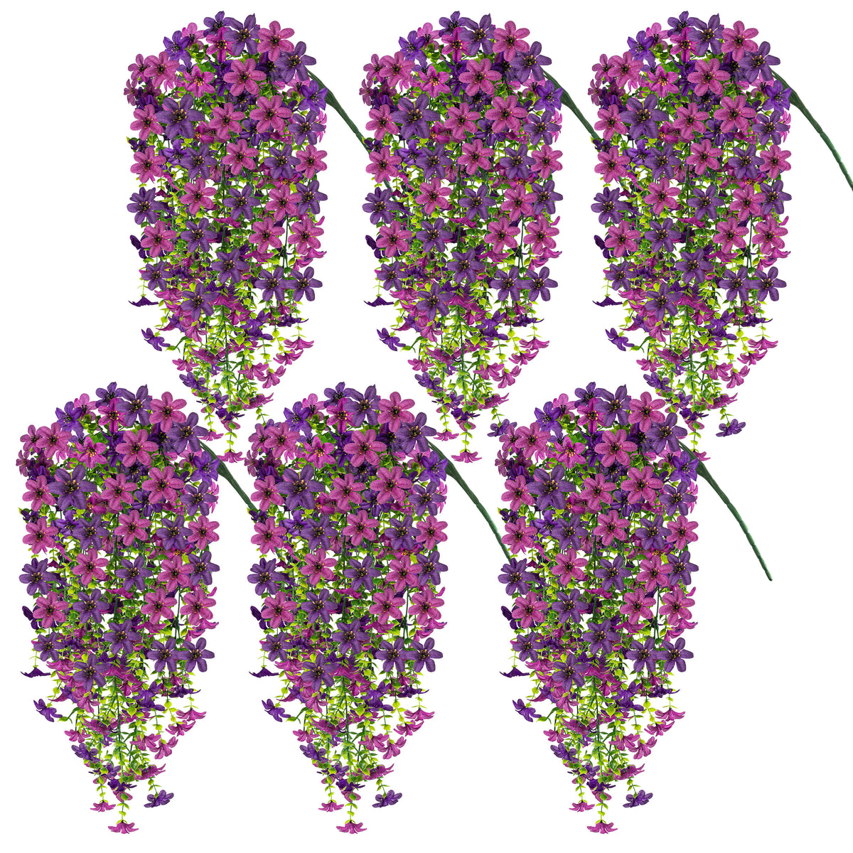 6Pcs Artificial Hanging Orchid Flowers, 26.7in/68cm UV Resistant Fake Trailing Flower Vines for Porch Patio Outdoor Fall Season Decor