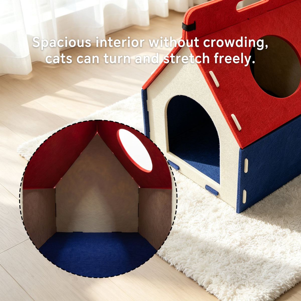 Felt Cat House for Indoor Cats, Cozy Cat Hideaway for Playing, Resting & Sleeping, Scratch-Resistant Cave Bed