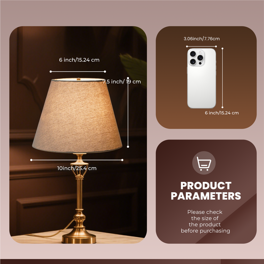 ALUCSET Brown Linen Barrel Lamp Shade 6x10x7.5" Handcrafted for Table & Floor Lamps