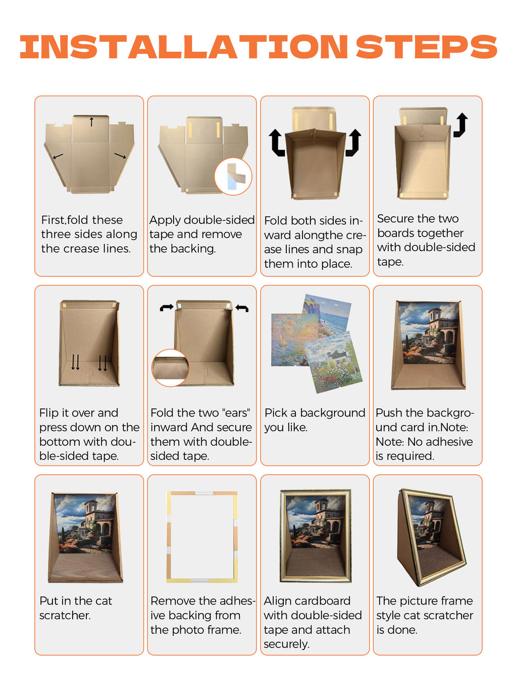 Cat Scratch House Oil Painting Cat Scratcher Cardboard House Large Cat Cave with Replaceable Scratching Boards Cat's Favorite Resting Spot