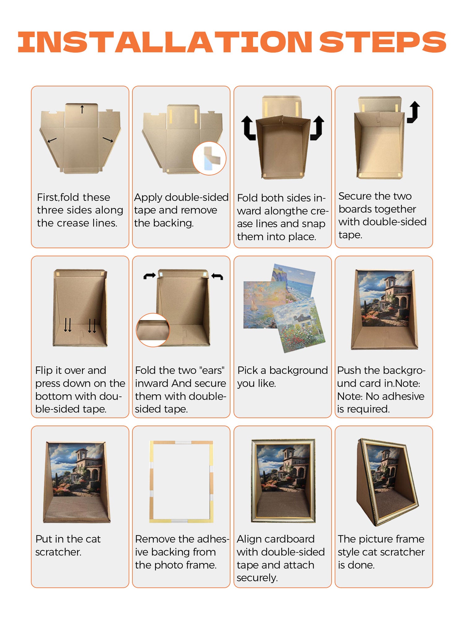Cat Scratch House Oil Painting Cat Scratcher Cardboard House Large Cat Cave with Replaceable Scratching Boards Cat's Favorite Resting Spot