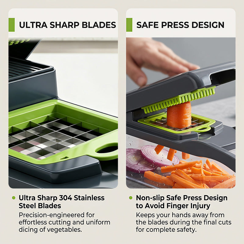 Vegetable Chopper with Container, Multifunctional Mandoline Slicer and Food Cutter for Kitchen Vegetable and Fruit Prep