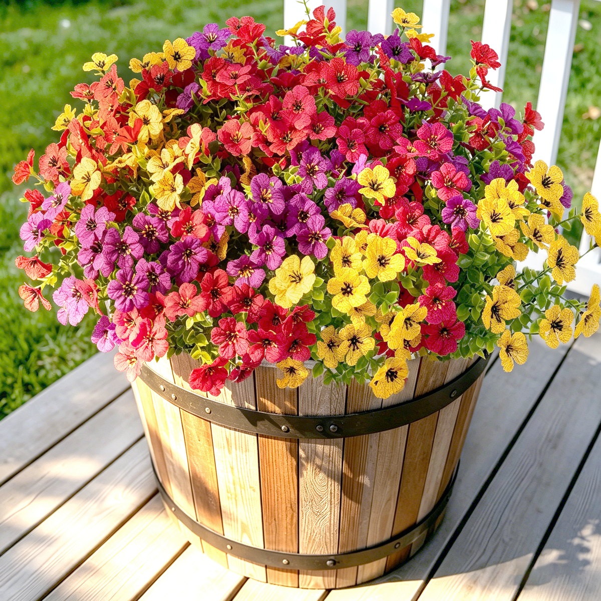 15pcs Artificial Violet Flowers, 3 Assorted Colors UV Resistant Faux Violets for Outdoor Patio Porch Decor