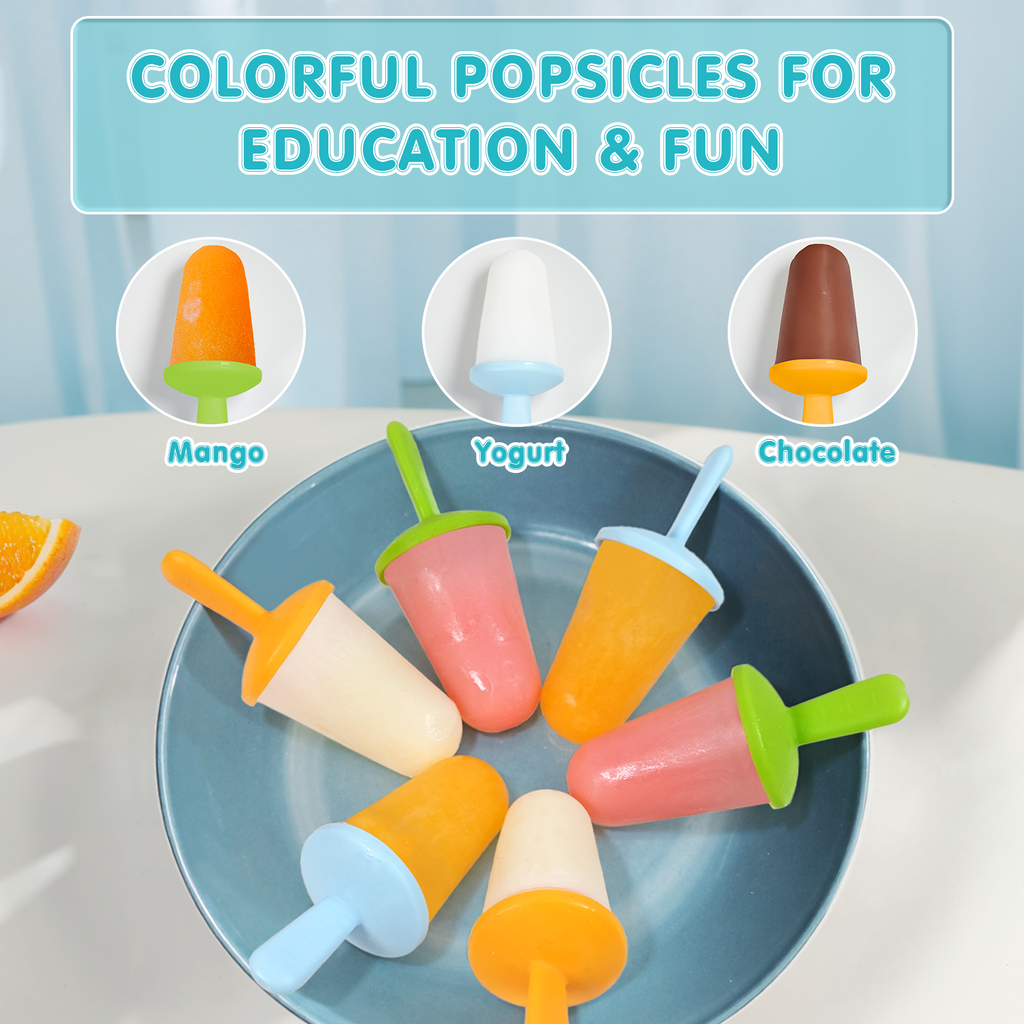 6 Cavity Silicone Popsicle Molds for Toddlers, BPA-Free Reusable Ice Pop Molds with Colorful Sticks, Easy Demold DIY Frozen Treat Molds for Juice, Yogurt and Fruit Puree