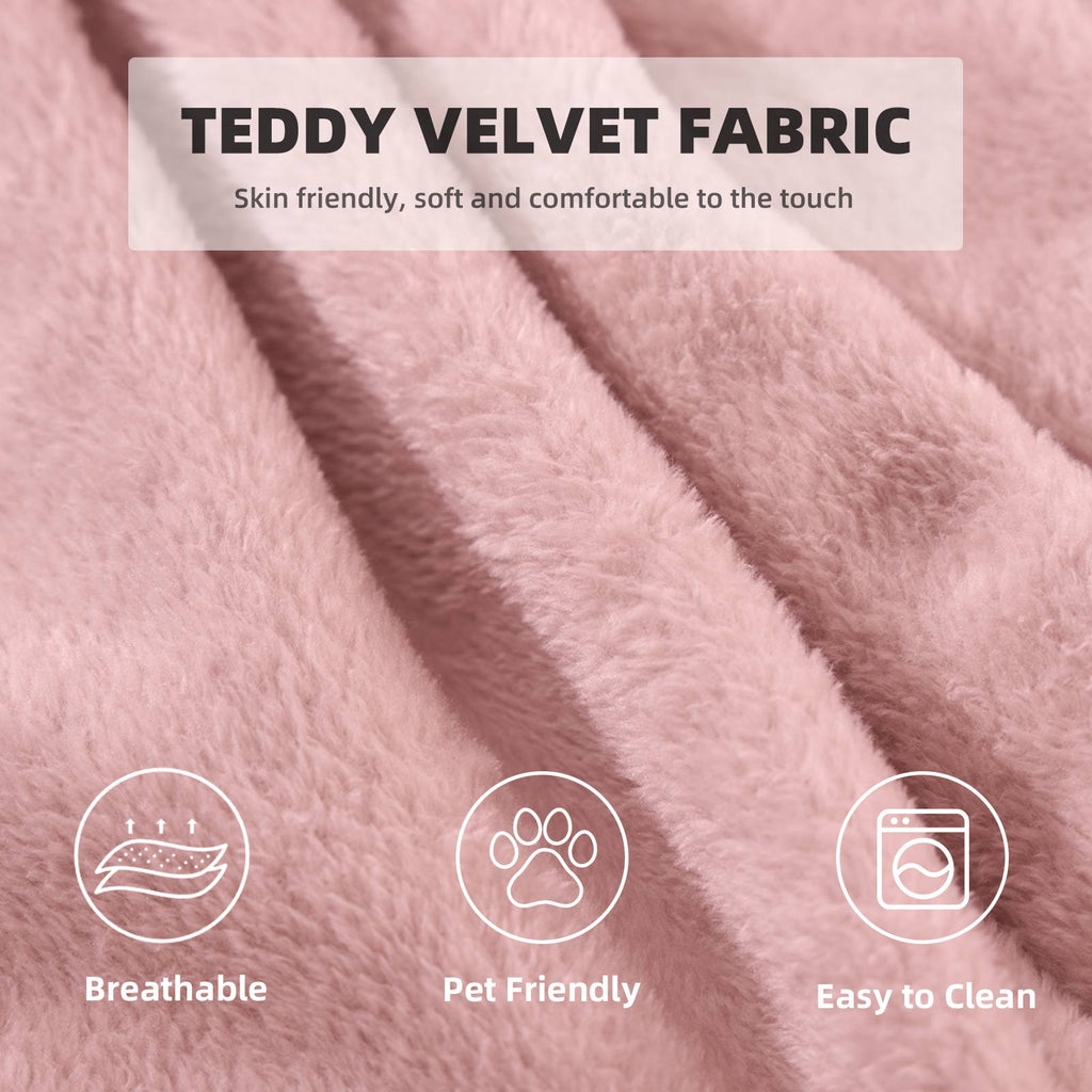 3 ft Pink Bean Bag Chair with Memory Foam Filling, Soft Teddy Velvet, Removable Washable Cover for Living Room