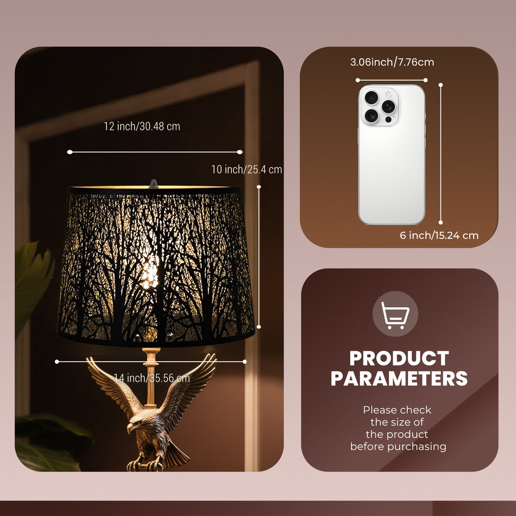 Metal Etched Tree Pattern Drum Lampshade – 12×14×10 Inch | Spider Fitter