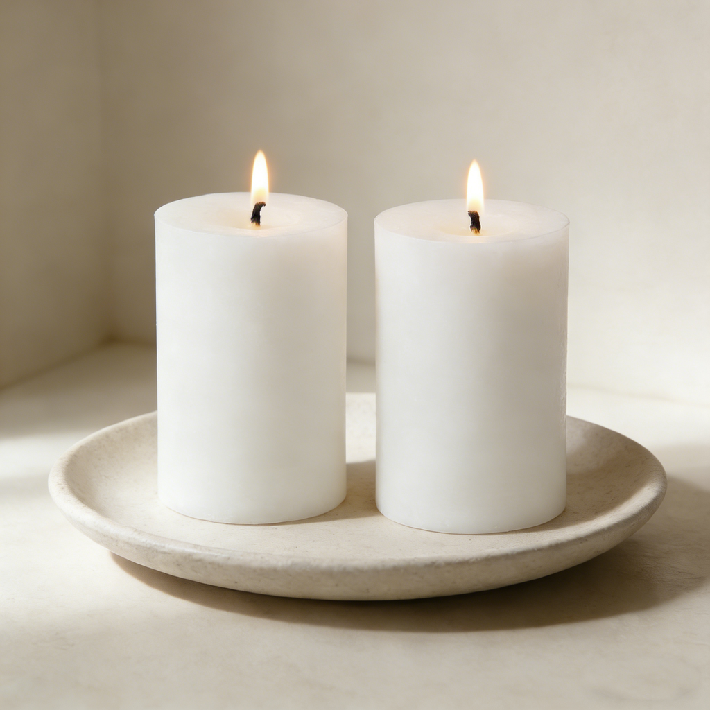 2pk 4"x6" Unscented Soy Wax Candles – Natural, Clean Burn Pillars