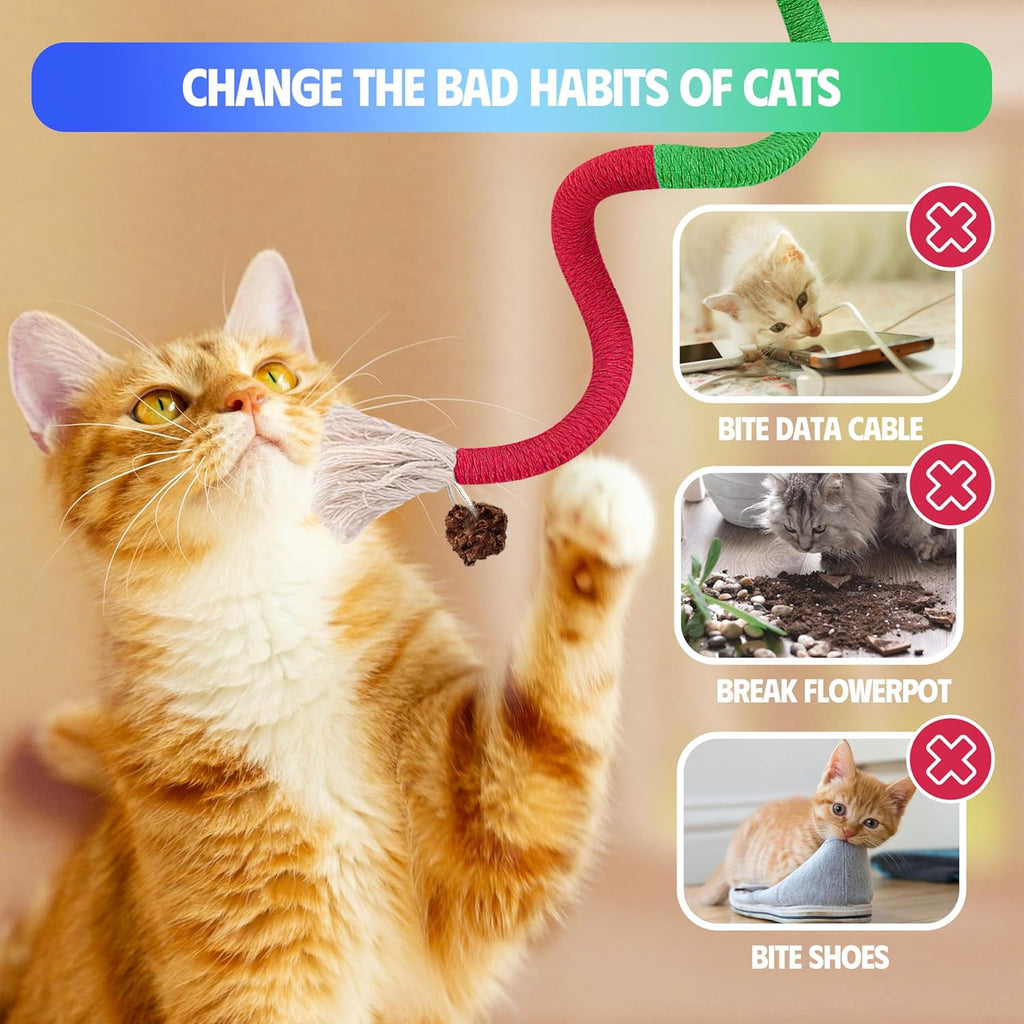 9 Pcs Cat Chew Rope Toys with Natural Catnip, Interactive Teeth Cleaning Toys for Indoor Cats, Silvervine & Sisal Kitty Toys for All Breeds