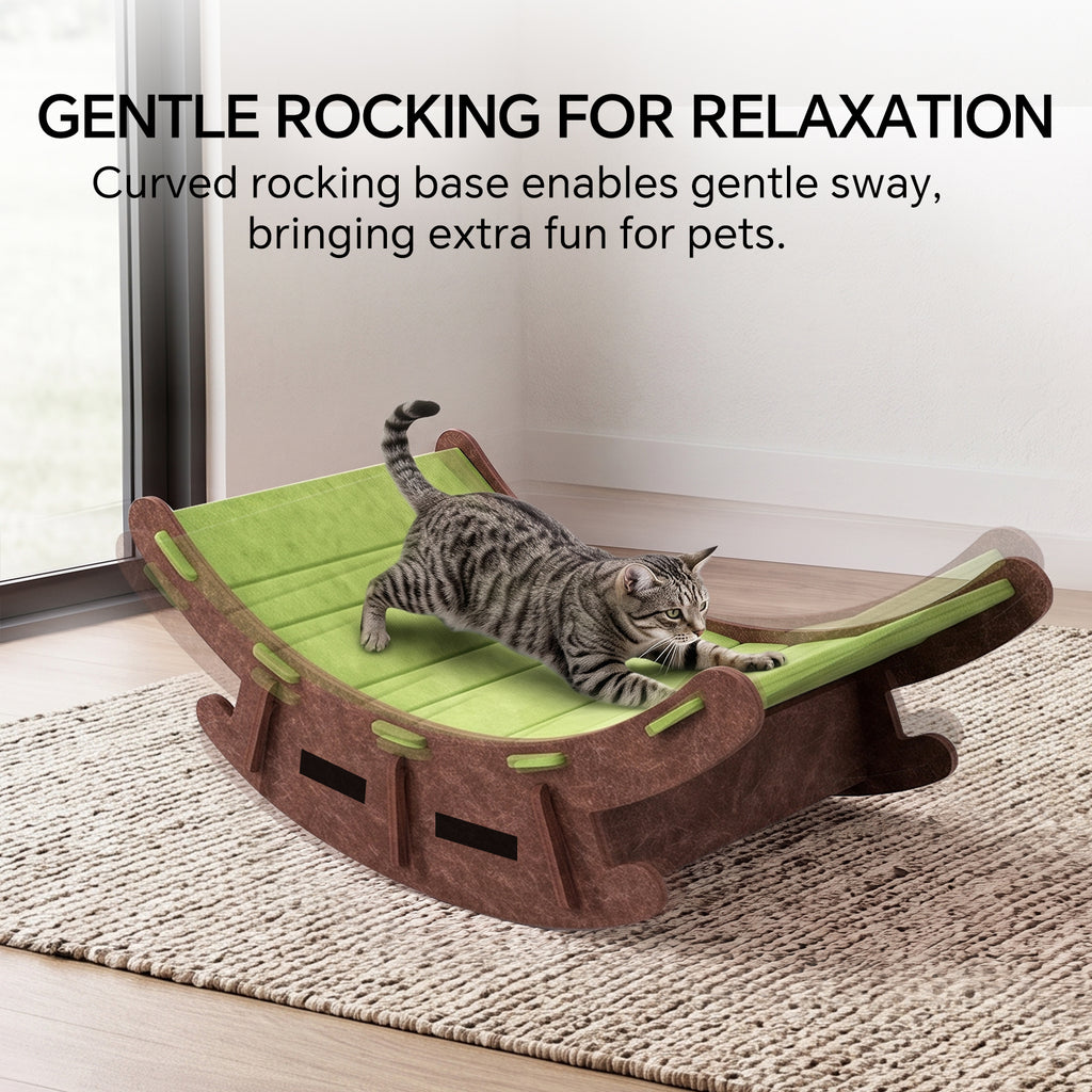 Felt Cat Rocking Bed, Gentle Rocking Cat Lounger with Scratch Resistant Surface, Interactive Indoor Cat Furniture for Kittens and Cats, Green