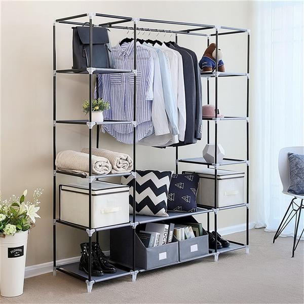 Portable Clothes Closet Wardrobe Storage Organizer with Non-Woven Fabric