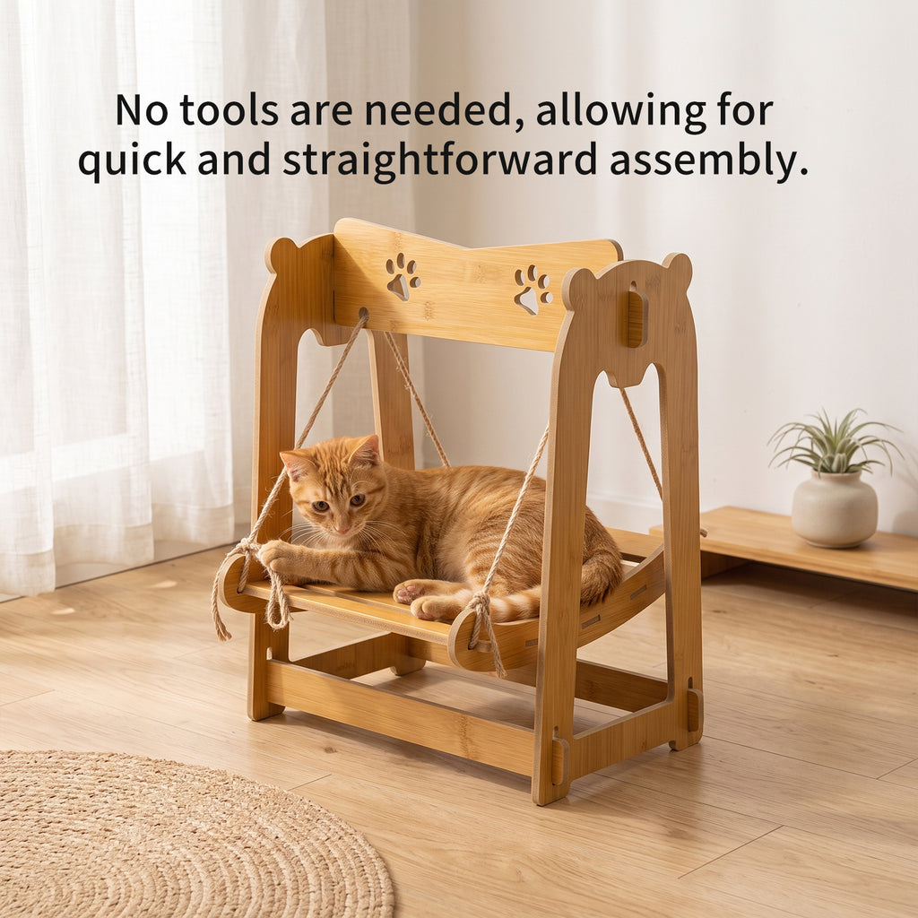 Indoor Cat Swing Hammock, Hanging Pet Bed for Cats and Small Dogs, Elevated Cozy Lounger Chair