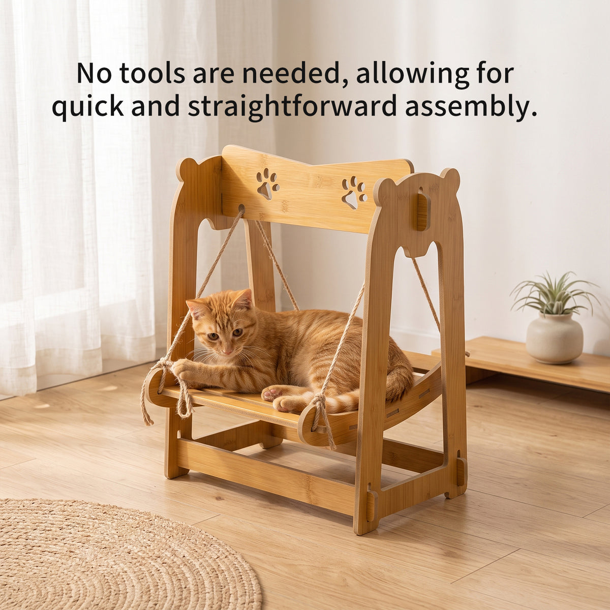 Indoor Cat Swing Hammock, Hanging Pet Bed for Cats and Small Dogs, Elevated Cozy Lounger Chair