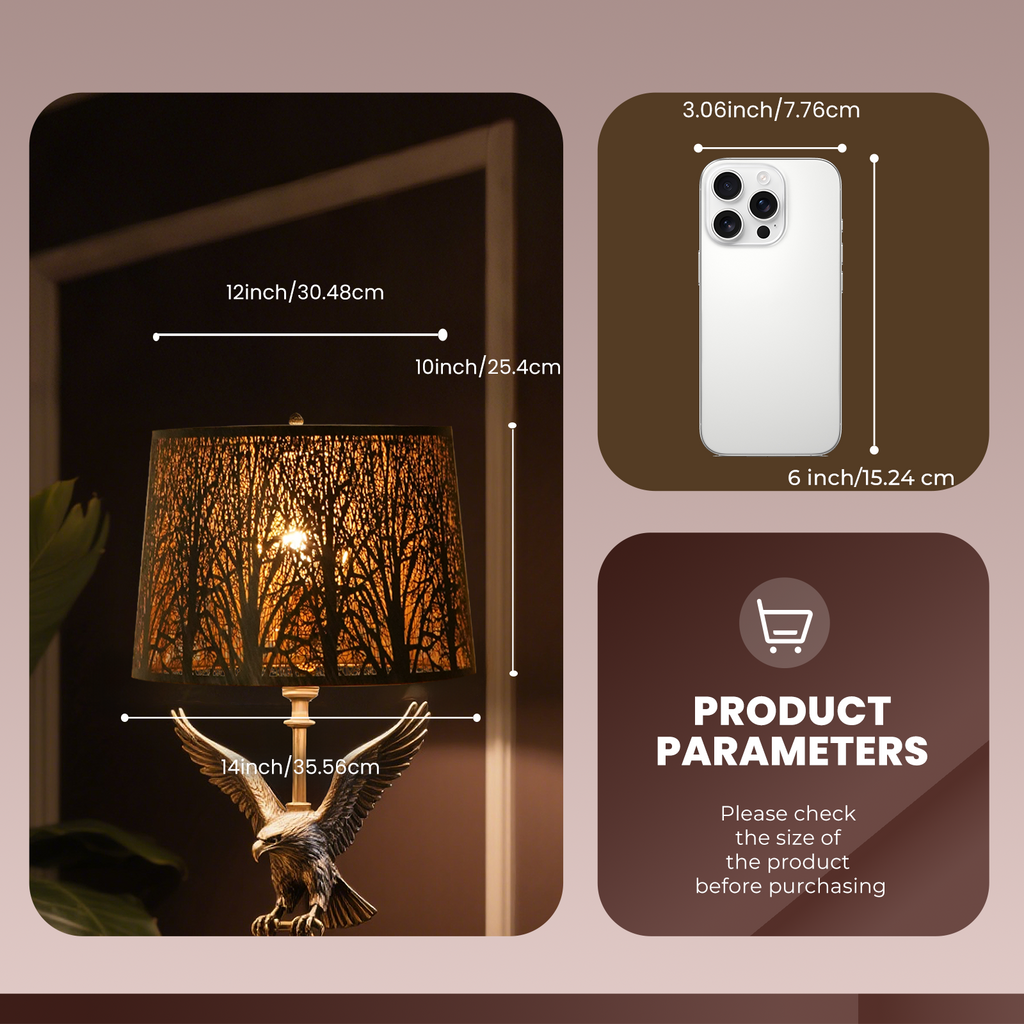 Forest Etched Drum Lampshade – 12×14×10 Inch