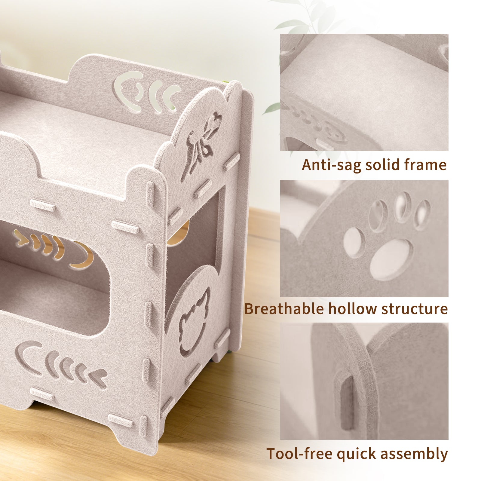Felt Cat Bed Nest Multifunctional Pet House Lounge for Playing Sleeping Resting Indoor Outdoor Cats