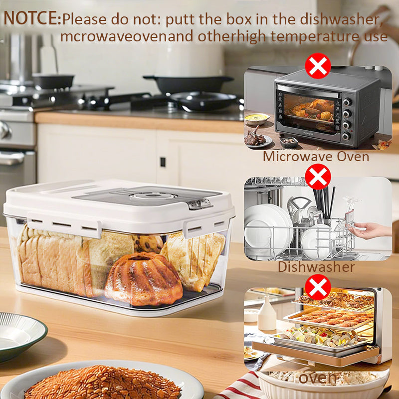 Large Airtight Bread Storage Container with Time Recording Lid, Bread Box for Kitchen Countertop, Bread Keeper Holds Loaf, Toast & Cookies