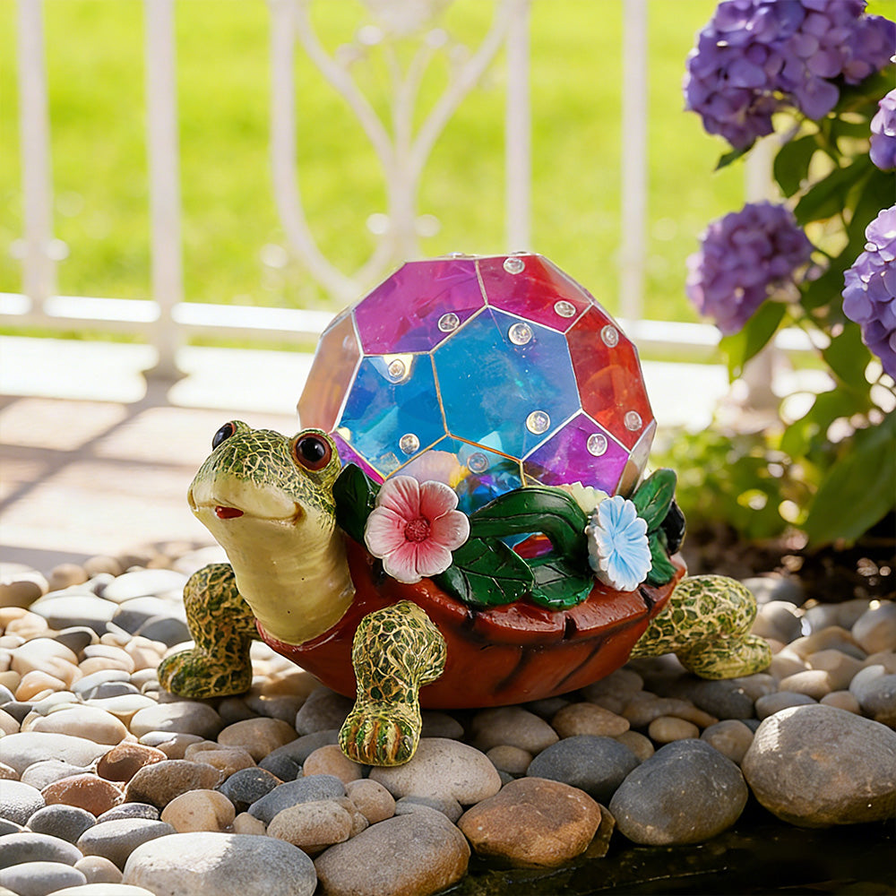 Outdoor Garden Decor Tortoise Statue with Warm White Accent Light, Decorative Landscape Ornament for Garden, Patio & Pathway