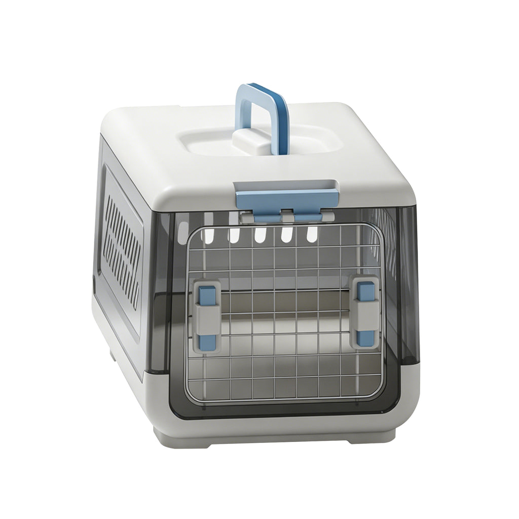 Portable Outdoor Cat Enclosure with Metal Wire Ventilation, Hard-Sided Pet Travel Kennel Carrier for Cats, Puppies, Rabbits and Small Animals